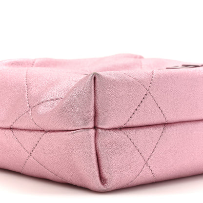 Chanel Metallic Lambskin Lacquered Monochrome Quilted Mini Chanel 22 Pink 10 of 12