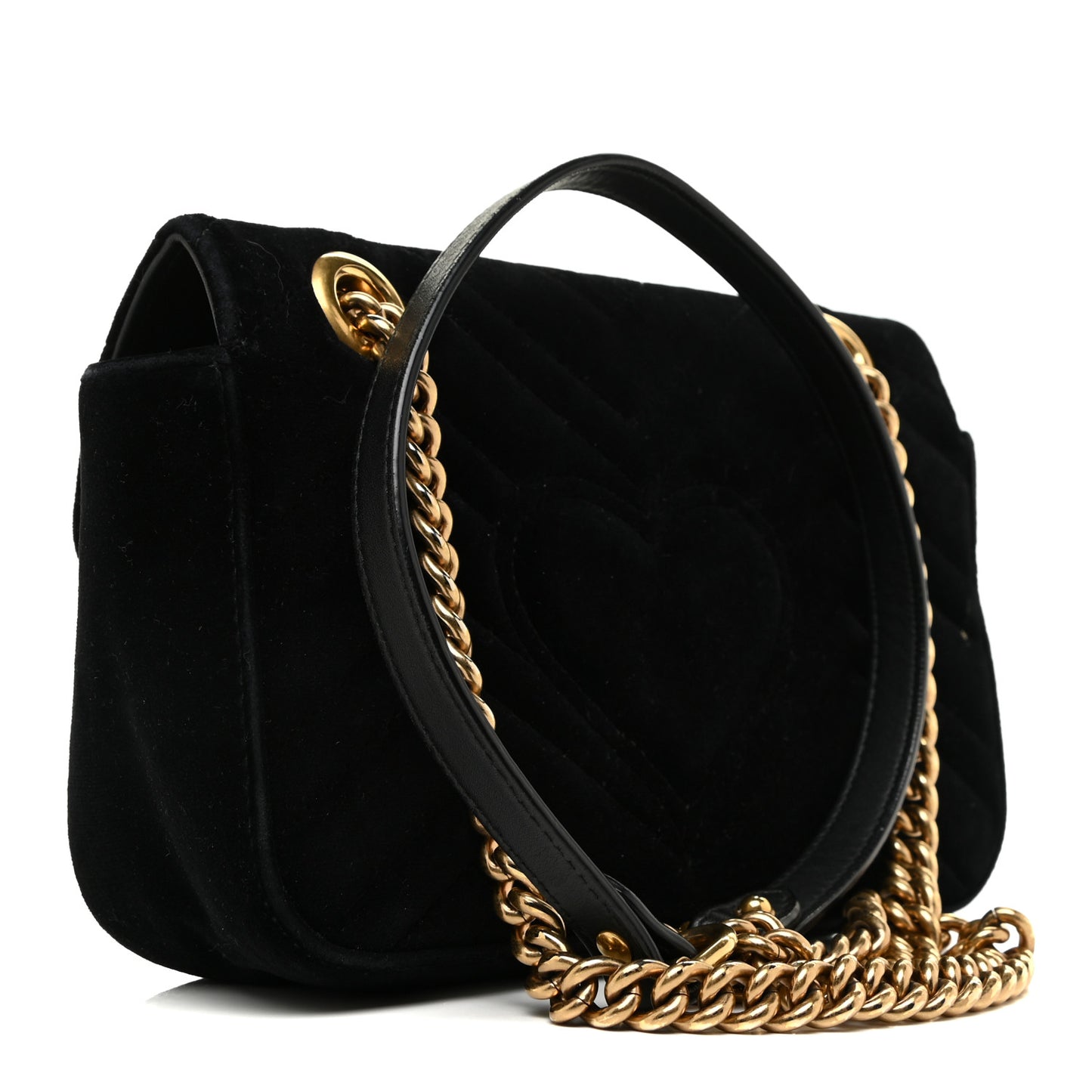 Velvet Matelasse Mini GG Marmont Shoulder Bag Black