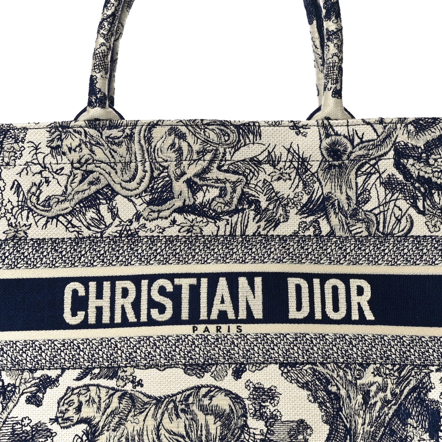 Canvas Embroidered Medium Dioriviera Toile De Jouy Book Tote Blue