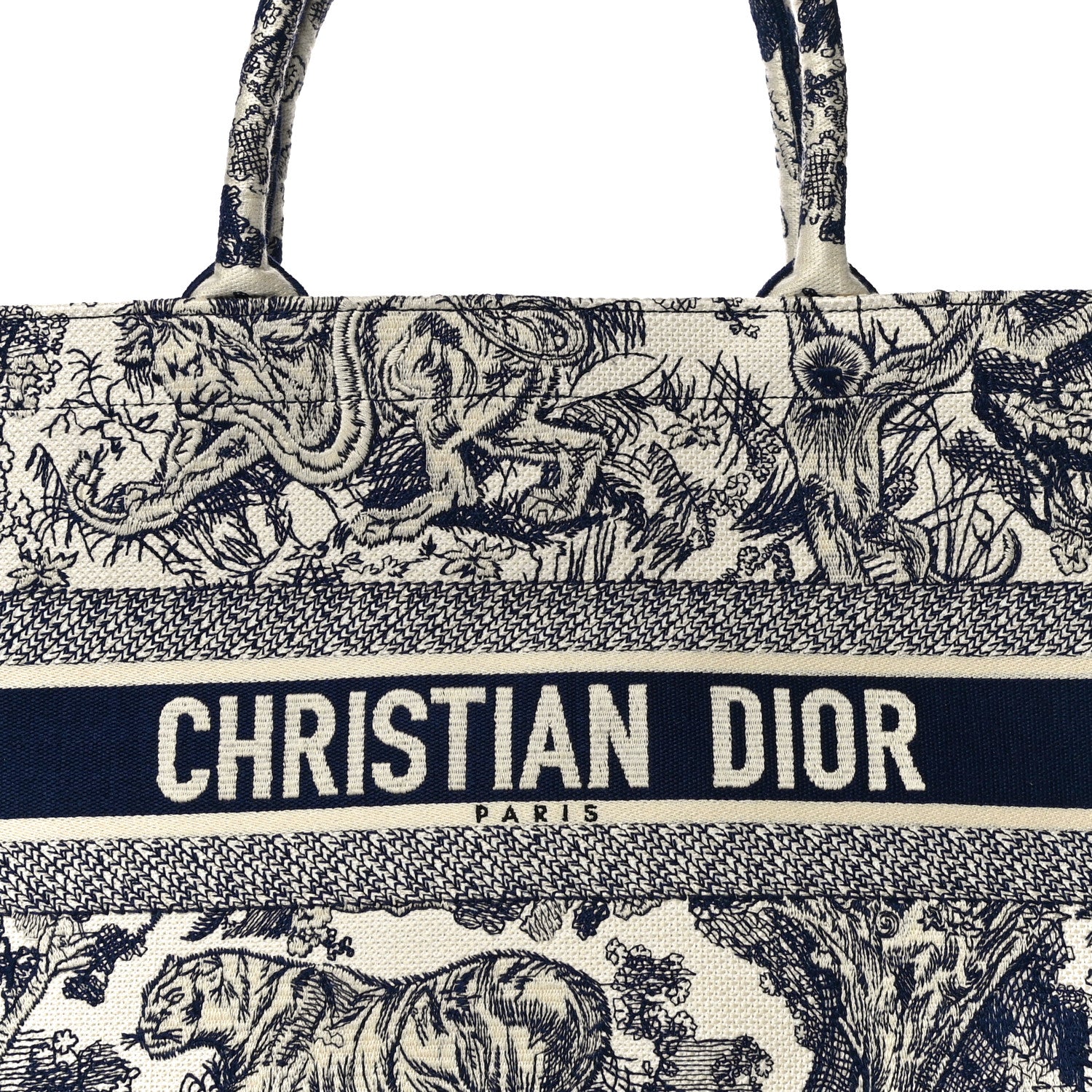 Christian Dior Canvas Embroidered Medium Dioriviera Toile De Jouy Book Tote Blue 7 of 9