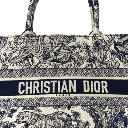 Christian Dior Canvas Embroidered Medium Dioriviera Toile De Jouy Book Tote Blue 7 of 9