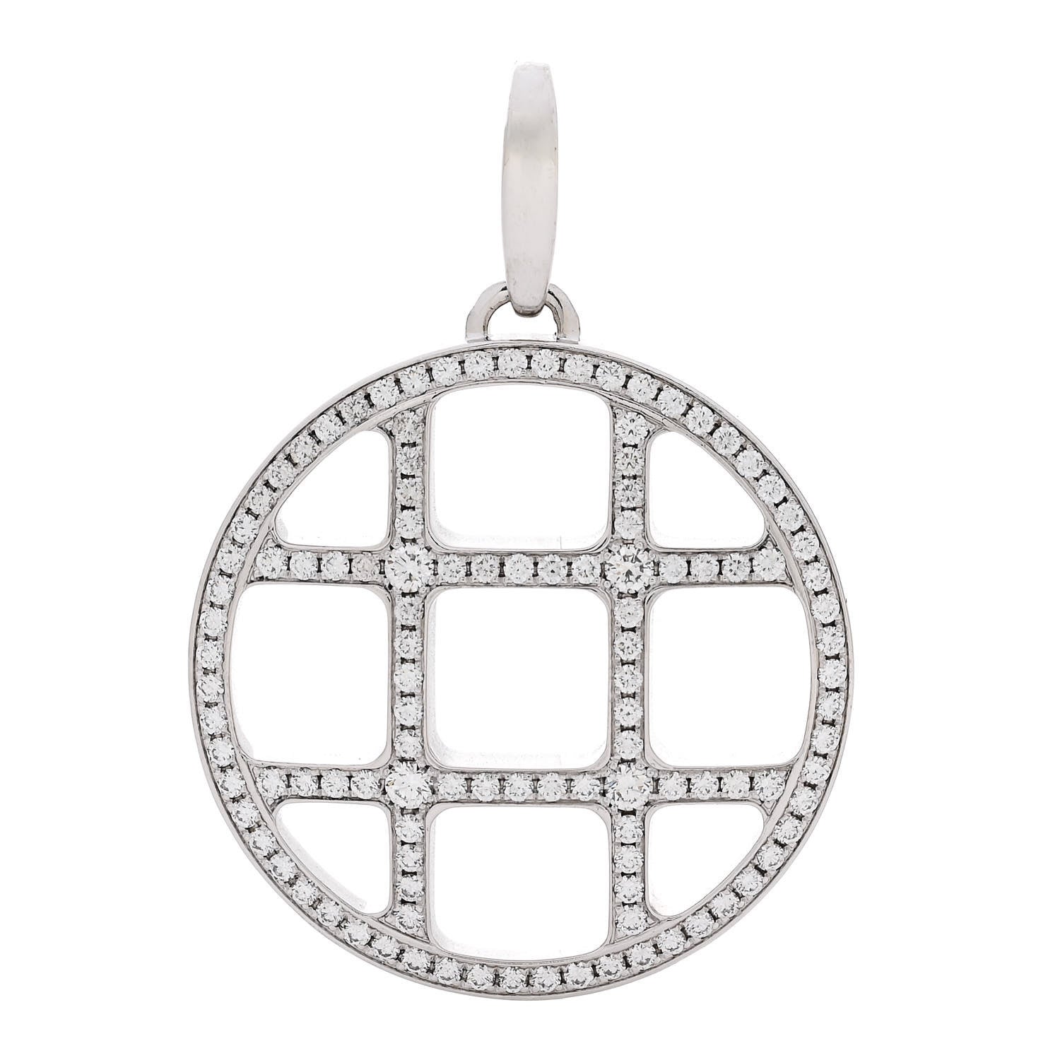 Cartier 18K White Gold Diamond Pasha de Cartier Grid Charm Pendant 1 of 4