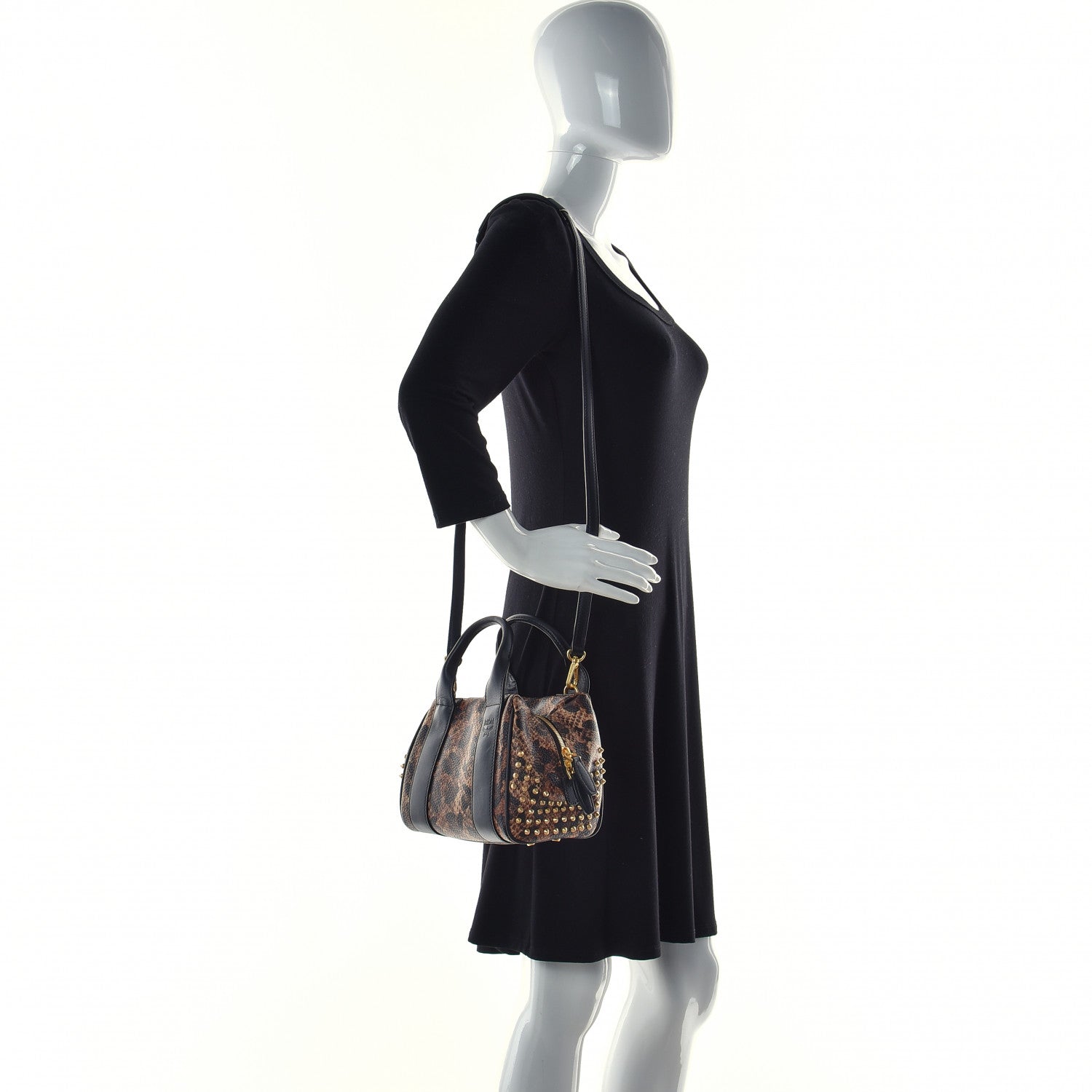 MCM Leopard Print Studded Mini Keana Boston 2 of 18