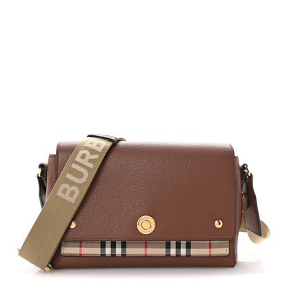Burberry Calfskin Vintage Check Note Crossbody Bag Tan 1 of 10