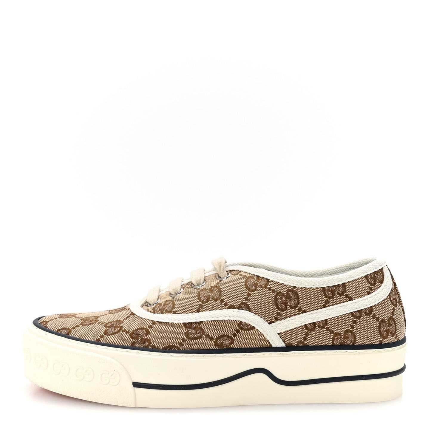 GG Monogram Womens 1977 Tennis Sneakers 35.5 Beige Ebony Mystic White