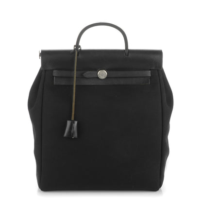 Hermes Toile Vache Calfskin Herbag 30 PM Backpack Black 1 of 10