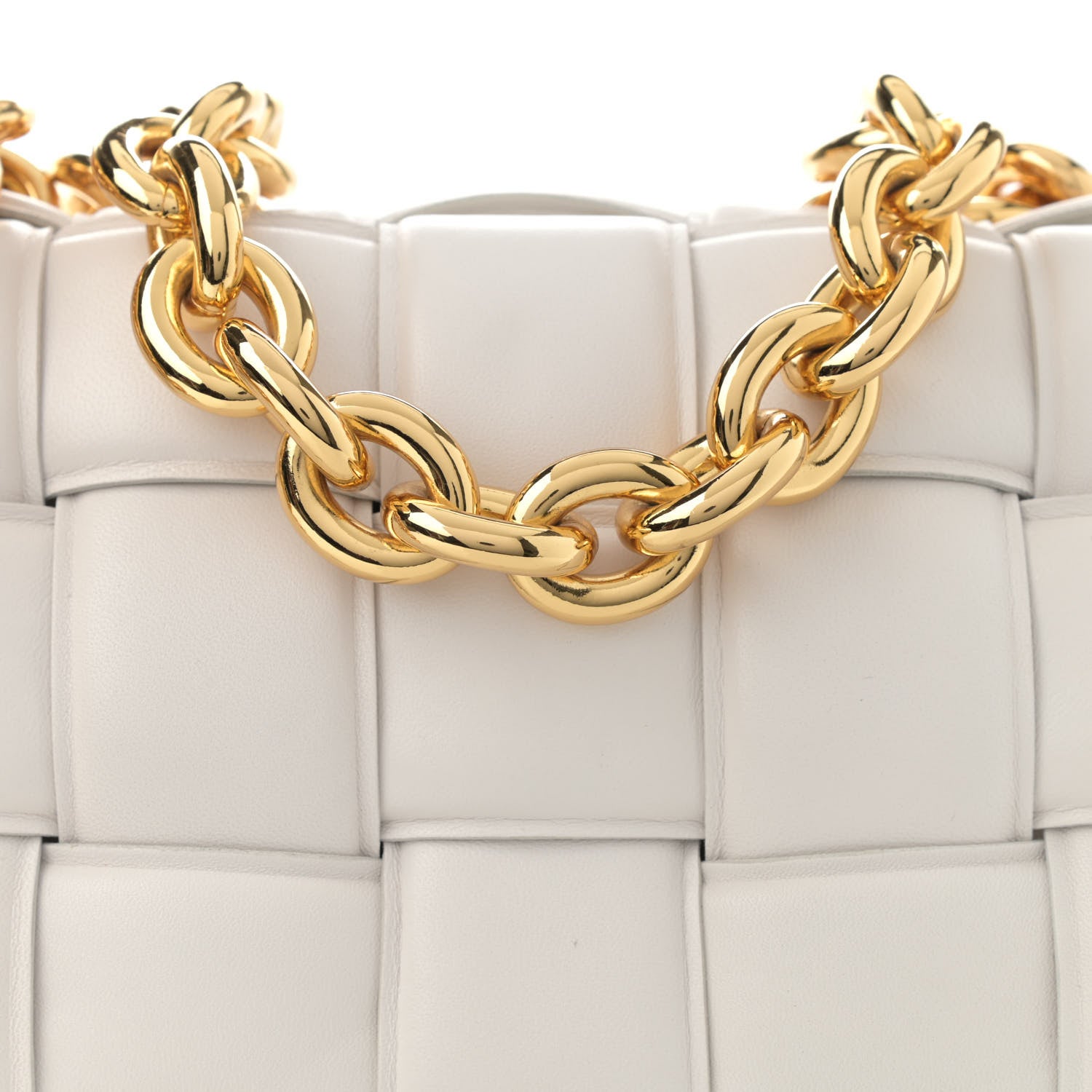 Bottega Veneta Lambskin Maxi Intreccio Padded Chain Cassette Crossbody Bag White 8 of 10