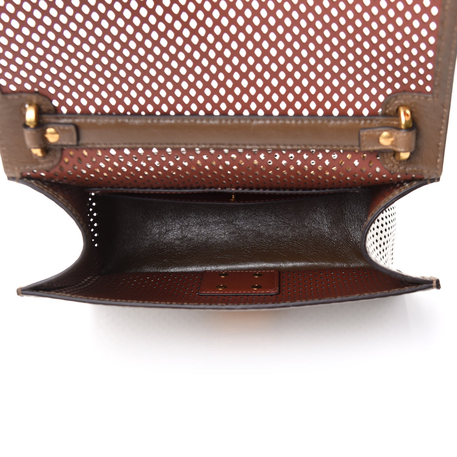 Fendi Vitello Liberty Glossy Lambskin F is Fendi Perforated Kan U Shoulder Bag White Ice Rust Maya 5 of 9