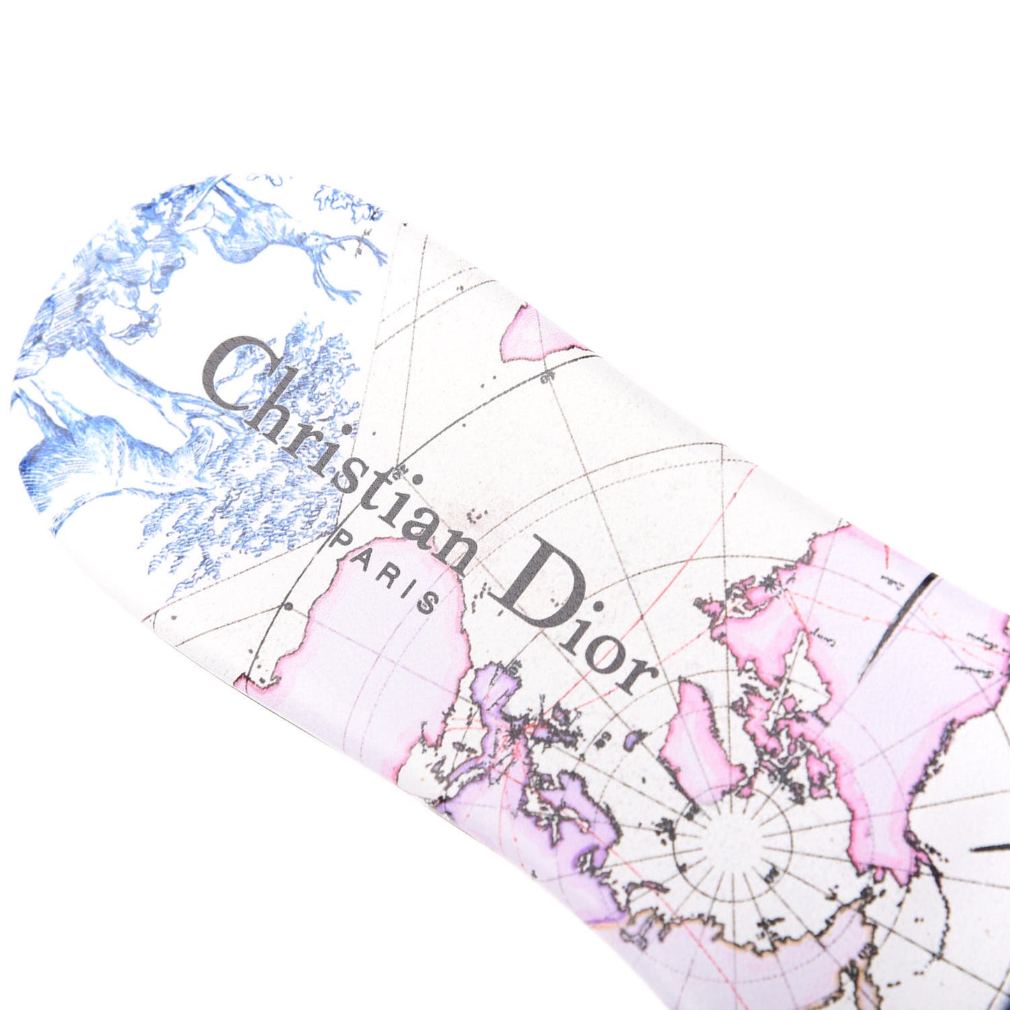 Canvas Around the World Embroidered Dway Flat Slide Sandals 36 True Blue