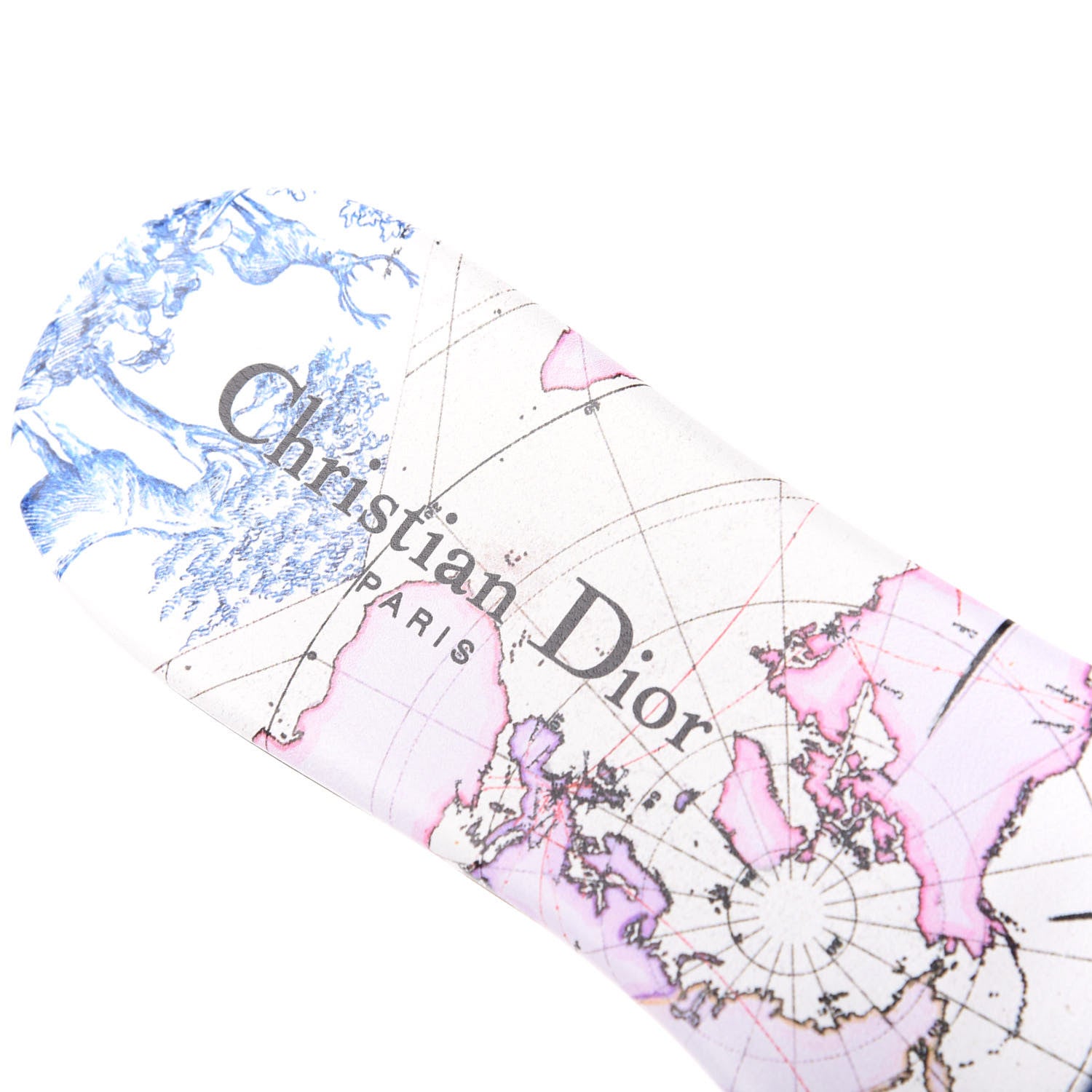 Christian Dior Canvas Around the World Embroidered Dway Flat Slide Sandals 36 True Blue 8 of 11