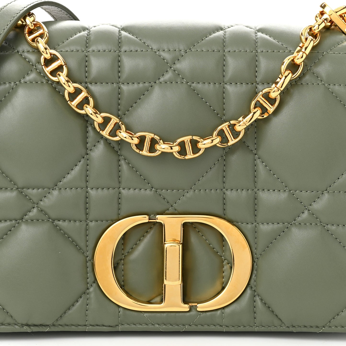 Calfskin Macrocannage Medium Caro Bag Cedar Green