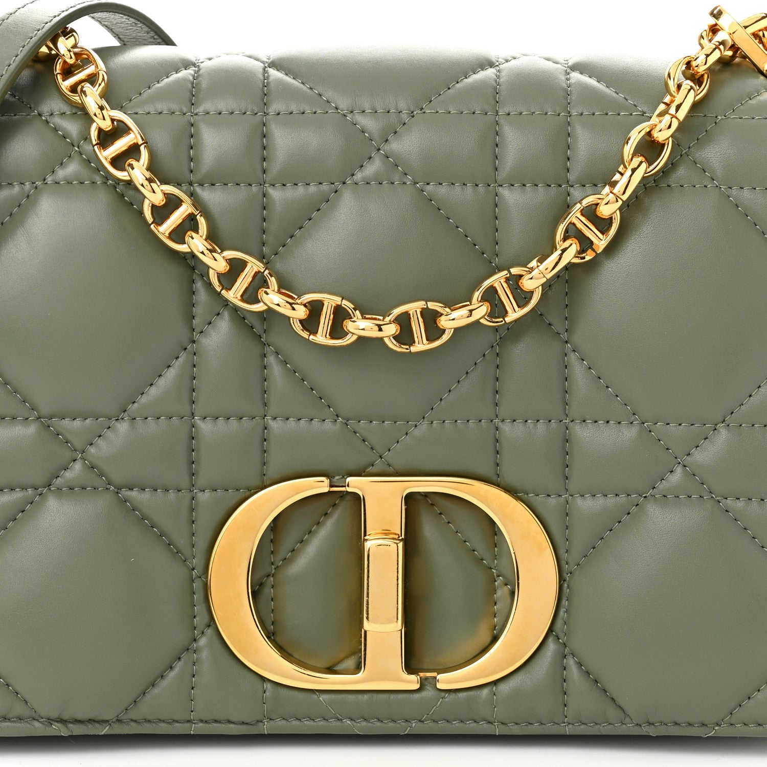 Christian Dior Calfskin Macrocannage Medium Caro Bag Cedar Green 8 of 10