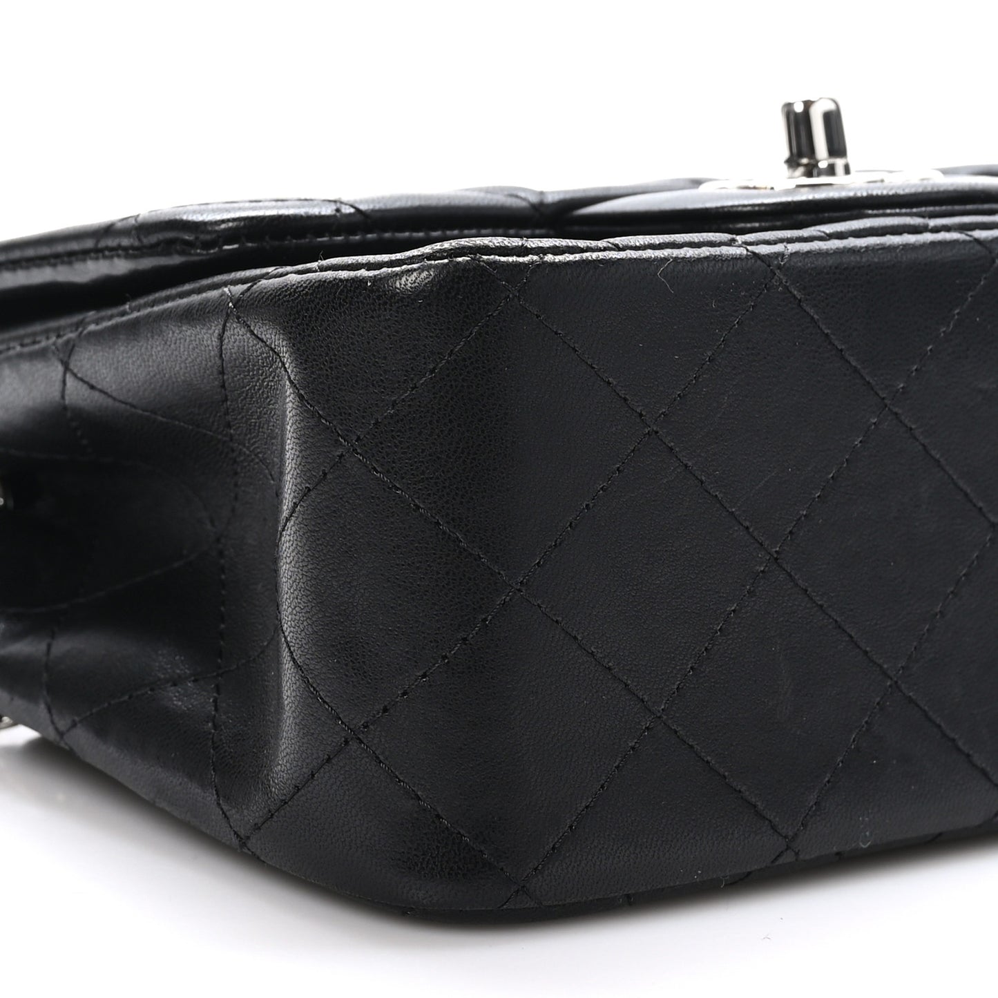 Lambskin Quilted Mini Square Flap Black