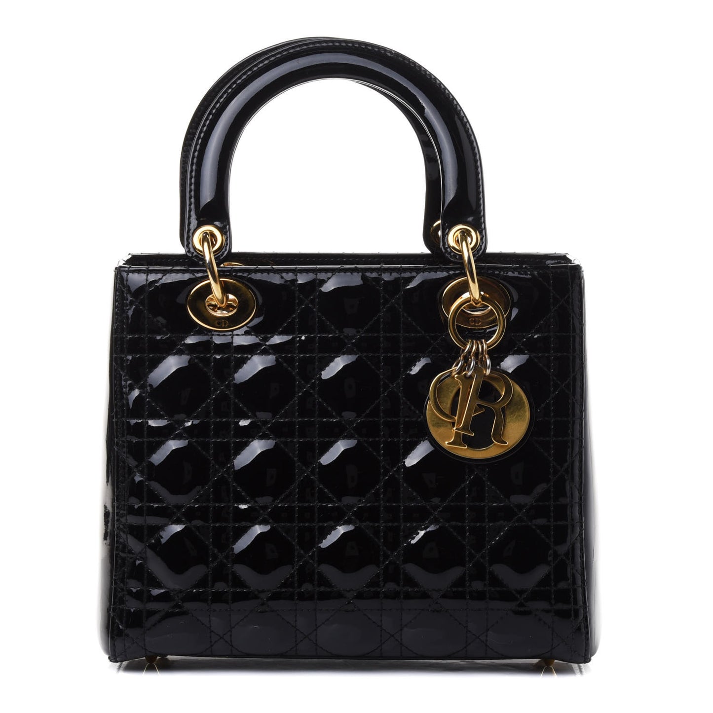 Patent Cannage Medium Lady Dior Black
