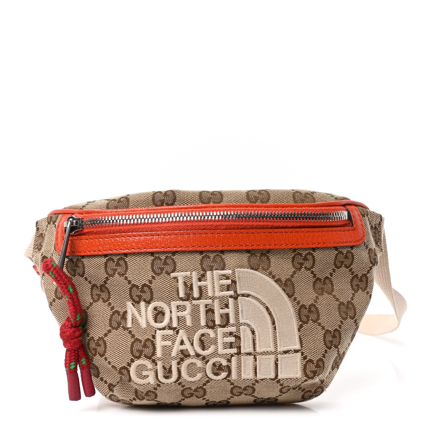 Gucci X THE NORTH FACE Monogram Textured Dollar Calfskin Embroidered Belt Bag Beige Ebony Mystic White Deep Orange 1 of 10
