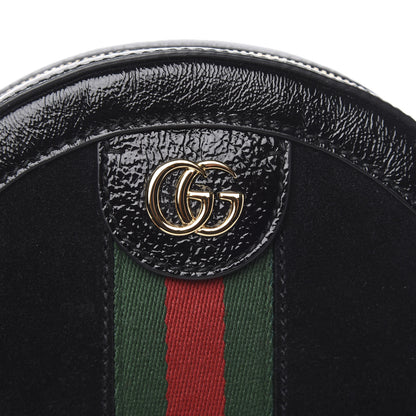Gucci Suede Patent Web Mini Ophidia Round Shoulder Bag Black 10 of 10