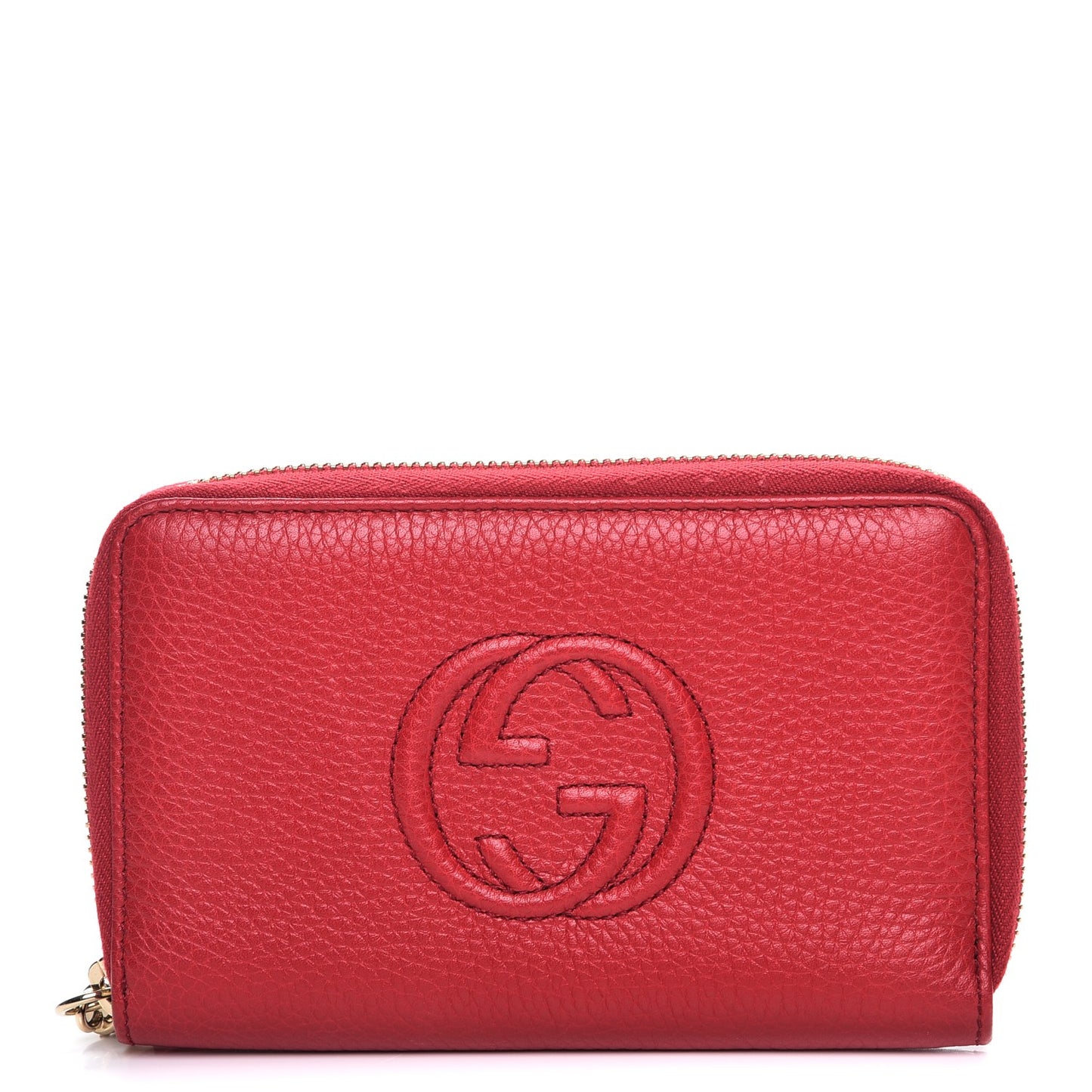 Pebbled Calfskin Medium Soho Zip Around Wallet Red