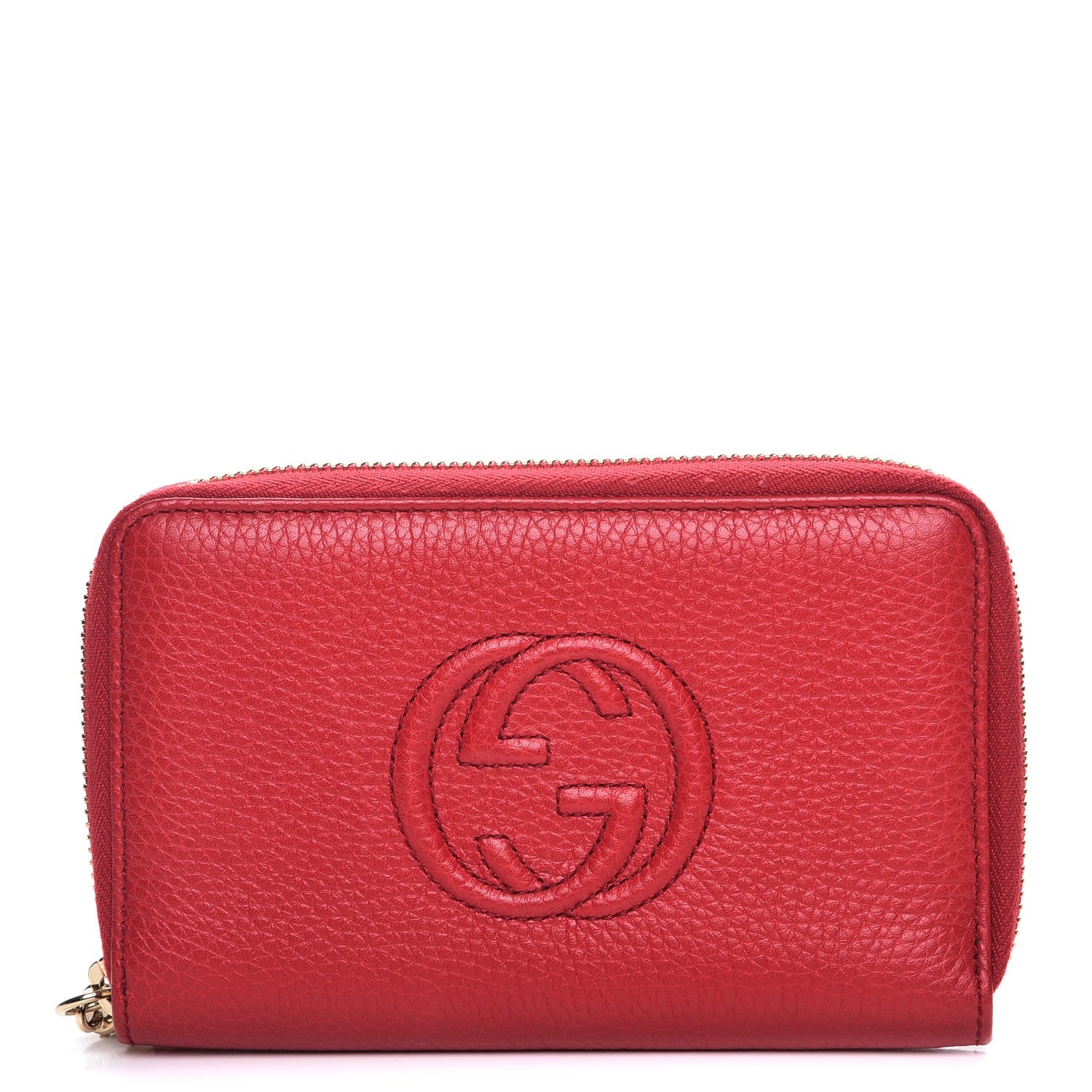 Gucci Pebbled Calfskin Medium Soho Zip Around Wallet Red 1 of 7