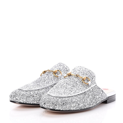 Gucci Glitter Princetown Slippers 36.5 Silver 3 of 9