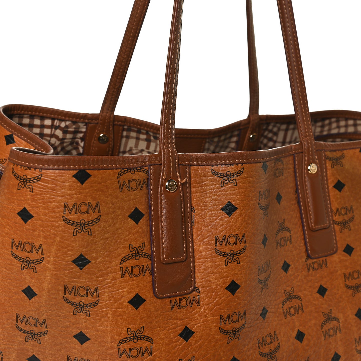Visetos Large Liz Reversible Shopper Tote Cognac