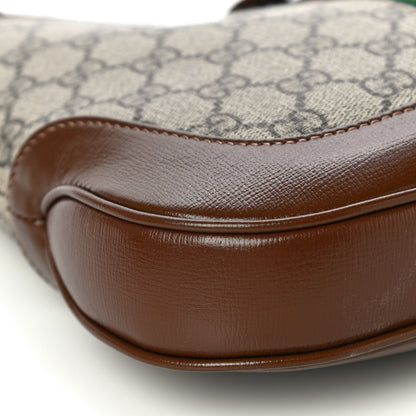 Gucci GG Supreme Monogram Azalea Calfskin Web Small Jackie 1961 Hobo Beige Ebony Brown Sugar 9 of 10