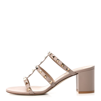 Valentino Garavani Calfskin Rockstud Caged Slide Sandals 40 Poudre 1 of 10
