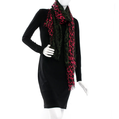 Louis Vuitton Cashmere Silk Leopard Blurry Leo Stole Kaki 2 of 6