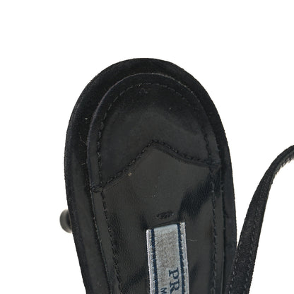 Prada Camoscio Slingback Pumps 40 Black Oro 9 of 10