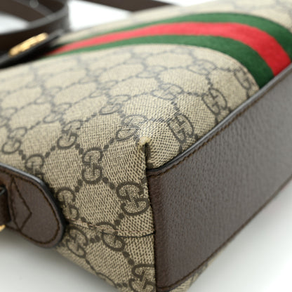 Gucci GG Supreme Monogram Textured Dollar Calfskin Web Small Ophidia Dome Shoulder Bag Beige Ebony New Acero 9 of 15