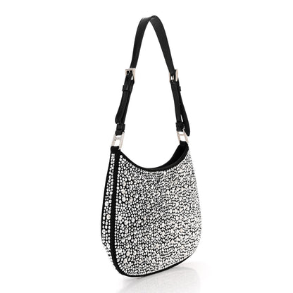 Prada Satin Crystal Cleo Adjustable Strap Shoulder Bag Metal 3 of 9
