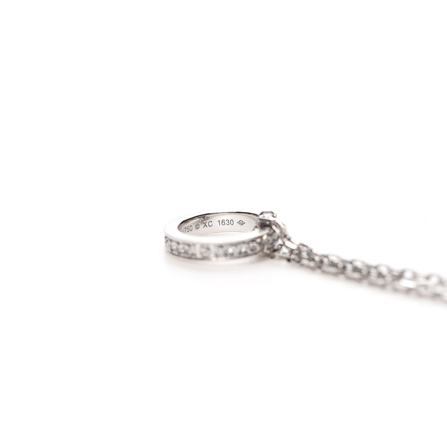 18K White Gold Ceramic Diamond Three Ring LOVE Necklace
