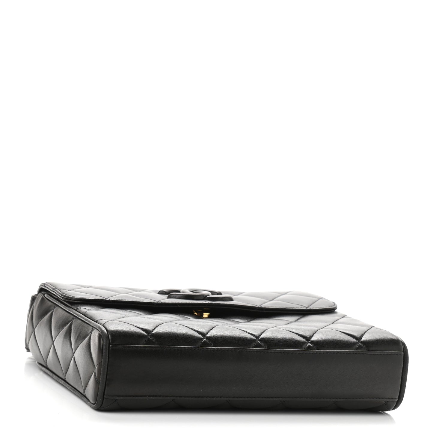 Lambskin Quilted CC Single Flap Shoulder Bag Black