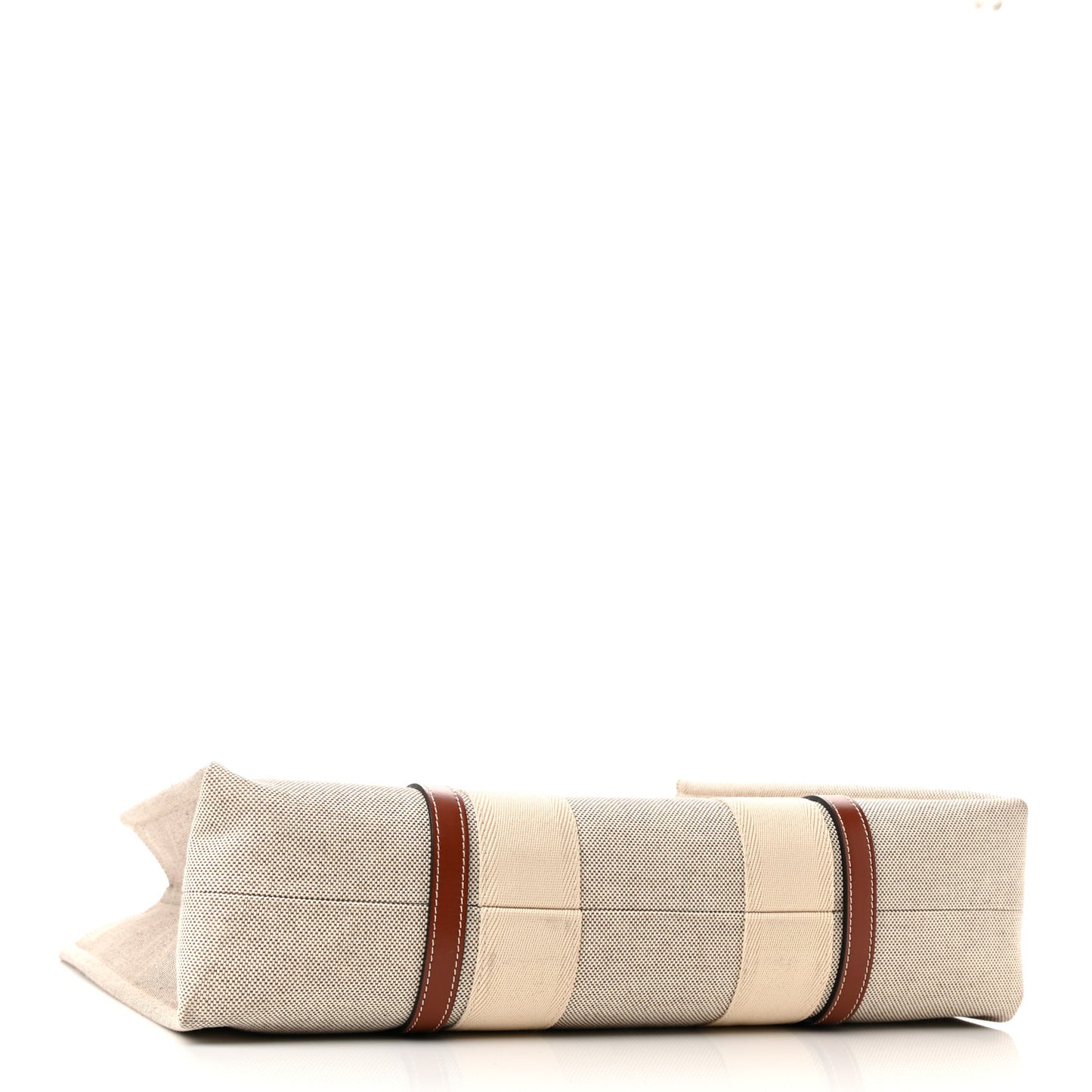 Cotton Calfskin Large Woody Ribbon Tote White Brown