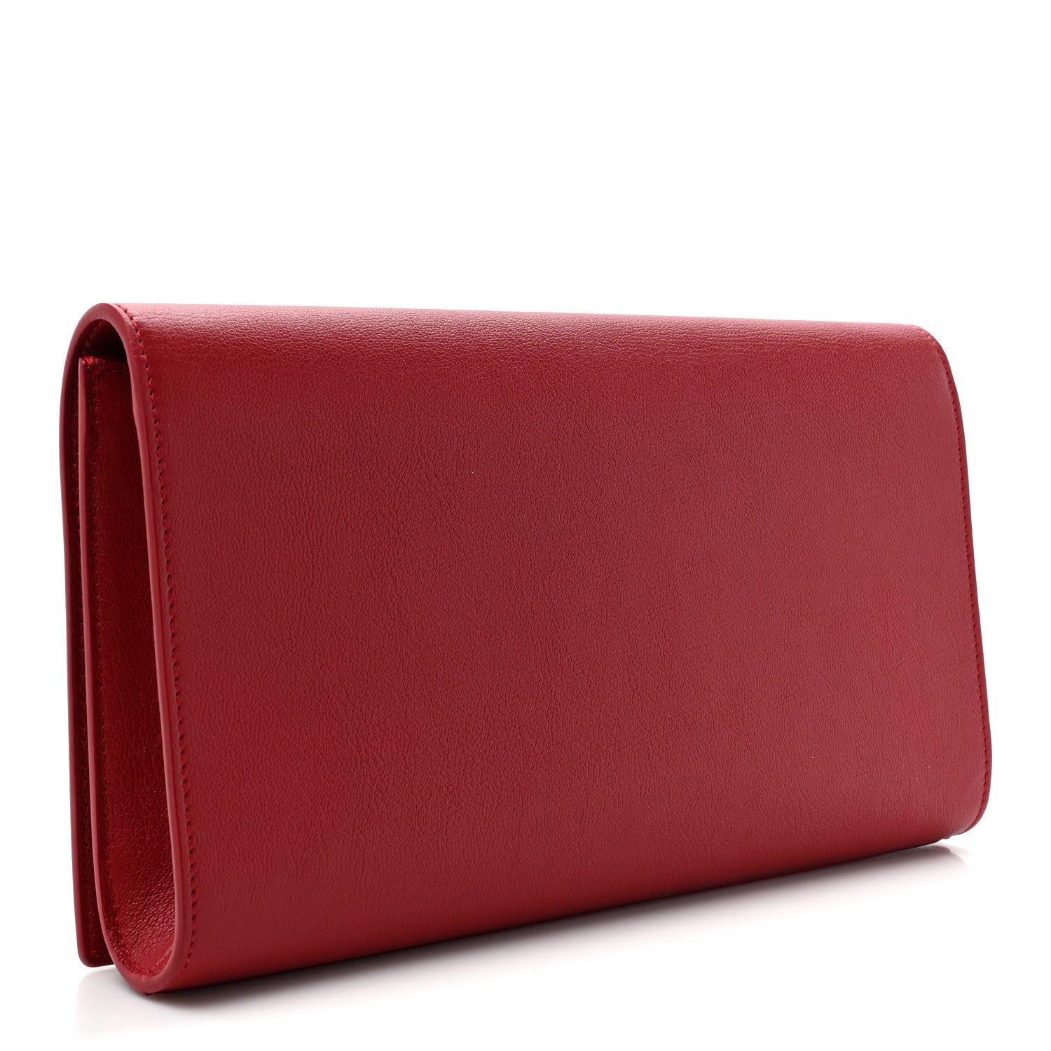 Saint Laurent SAINT LAURENT Calfskin Monogram Large Belle De Jour Clutch Red 3 of 12