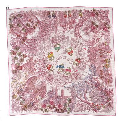 Hermes Cashmere Silk Le Jardin De Leila Au Bloc Shawl 140 Gris Chine Rose Multicolor 1 of 4