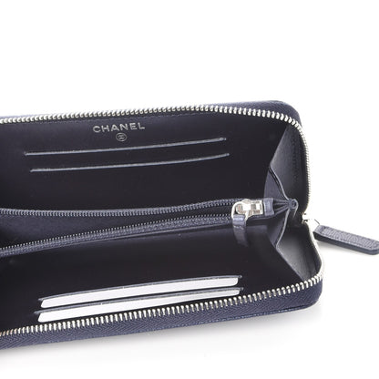 Chanel Metallic Caviar Quilted Medium Zip Around Wallet Blue 5 of 9