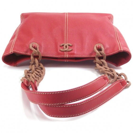 Calfskin Tote Wood Chain