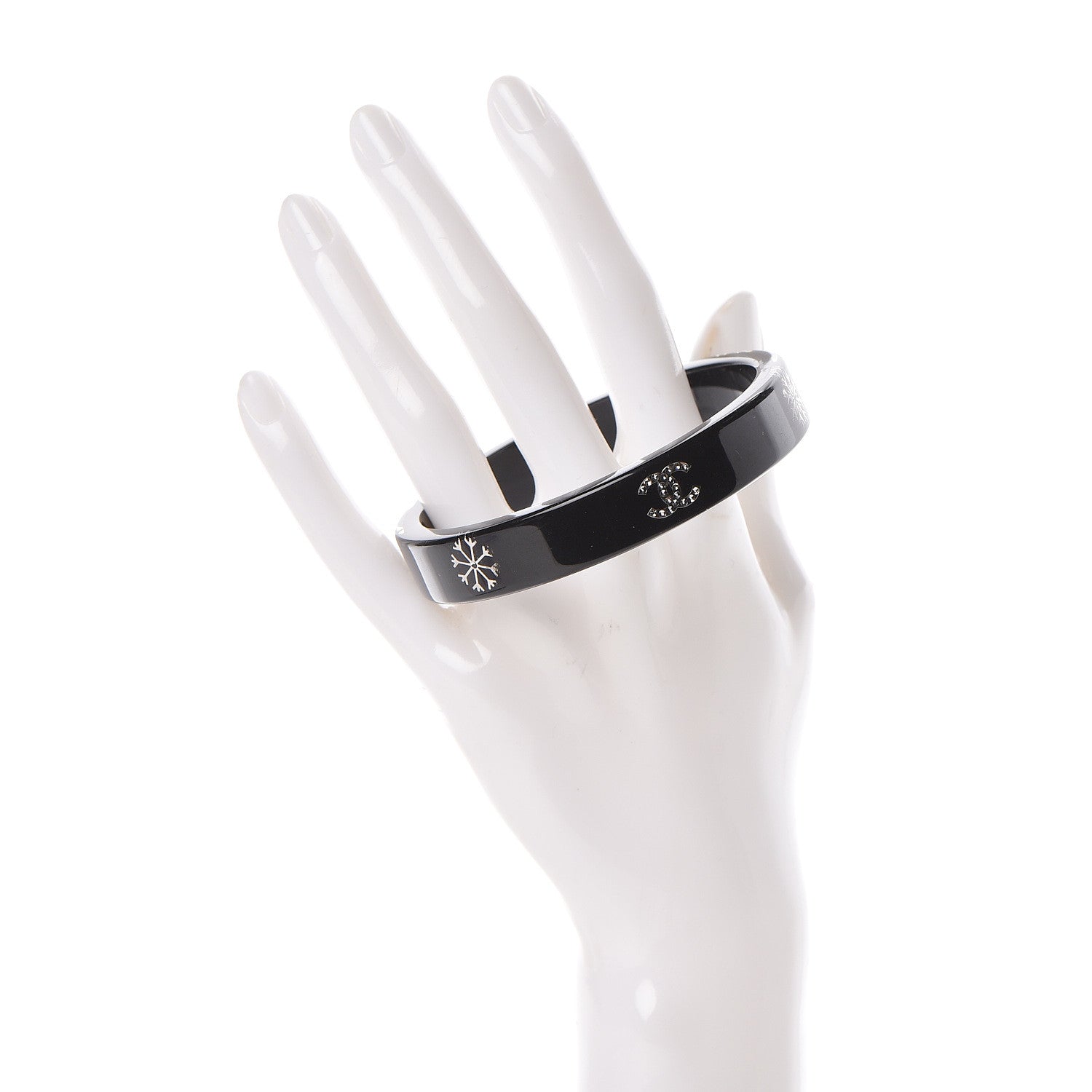 Chanel Resin Crystal Snowflake CC Bangle Black 2 of 4