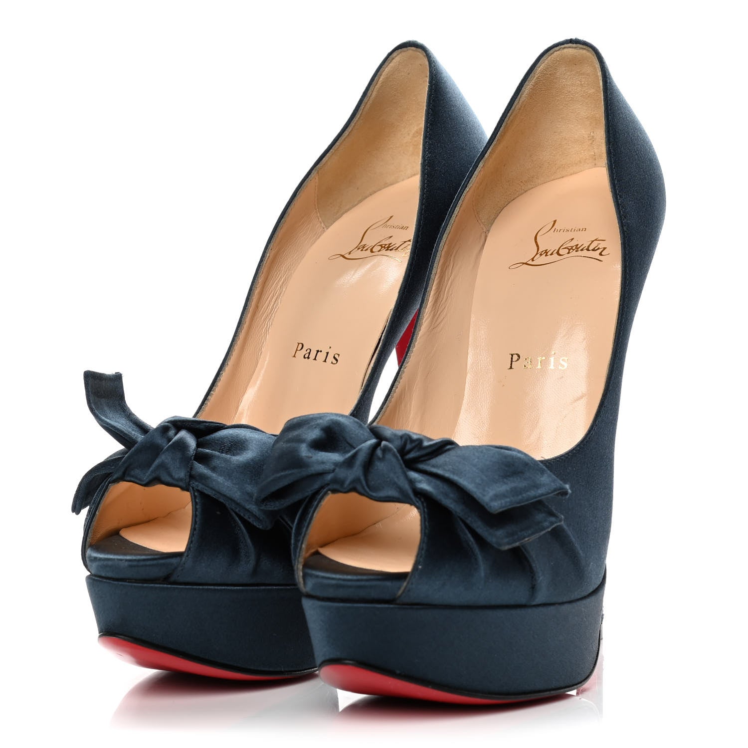 Christian Louboutin Crepe Satin Madame Butterfly 150 Pumps 38.5 Blue 3 of 10