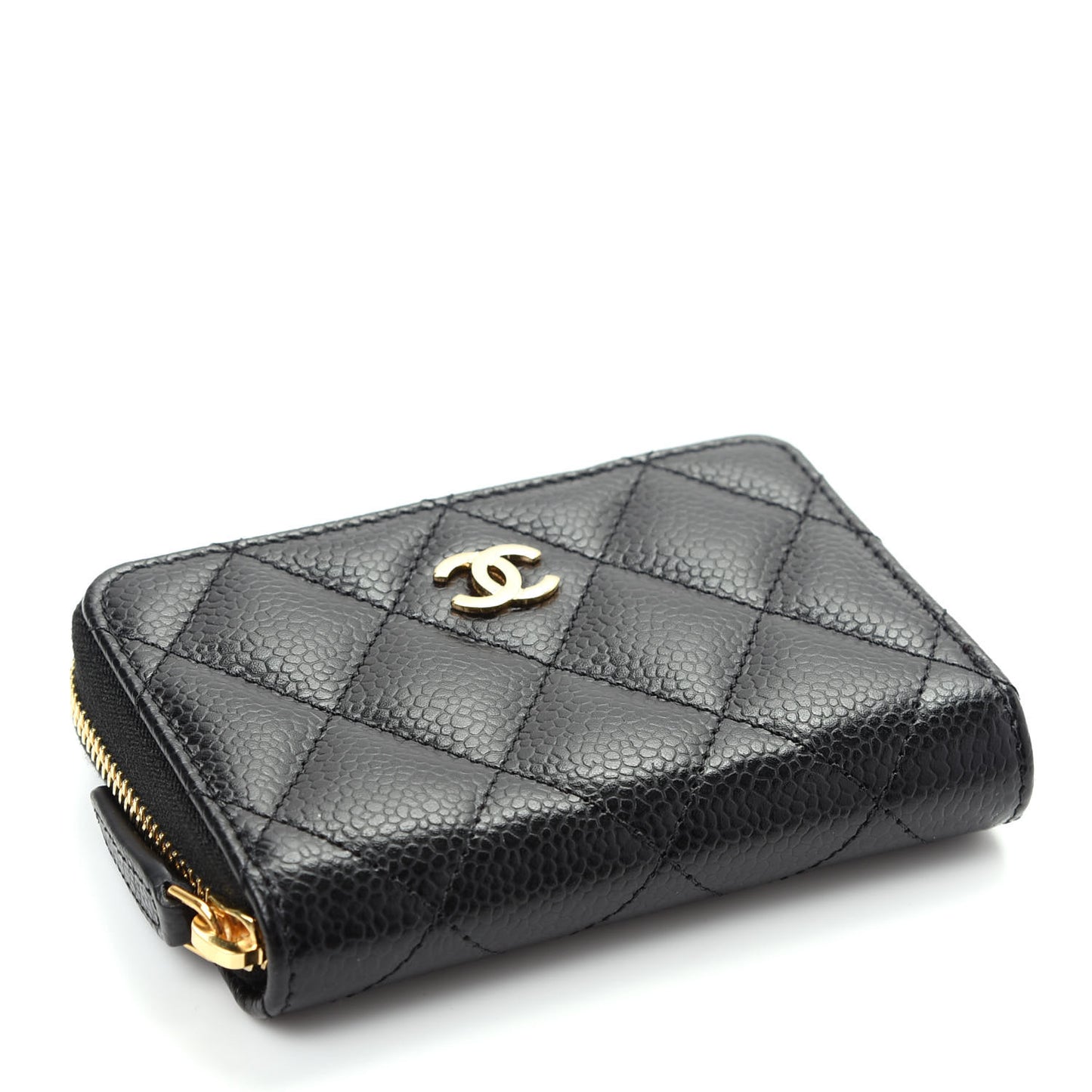Caviar Quilted Zip Coin Purse Black