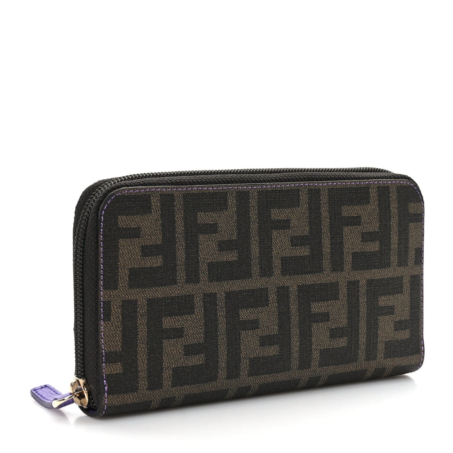 Zucca Spalmati Vitello Elite Zip Around Wallet Tobacco Viola