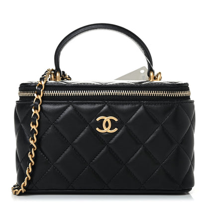 Chanel Lambskin Quilted Small Top Handle Vanity Case With Chain Black 1 of 4
