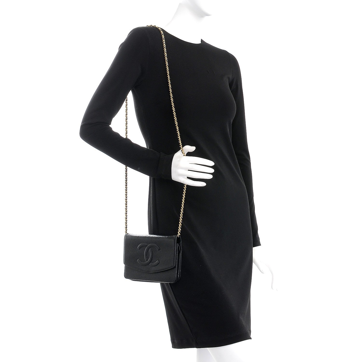Chanel Caviar Timeless CC Wallet On Chain WOC Black 2 of 9