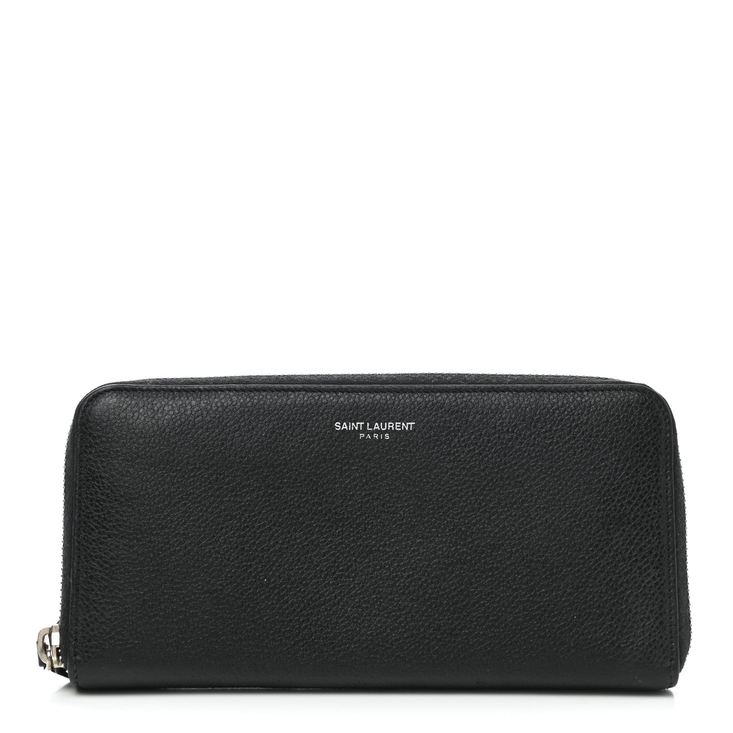 Saint Laurent Grained Calfskin Rive Gauche Zip Around Wallet Black 1 of 8