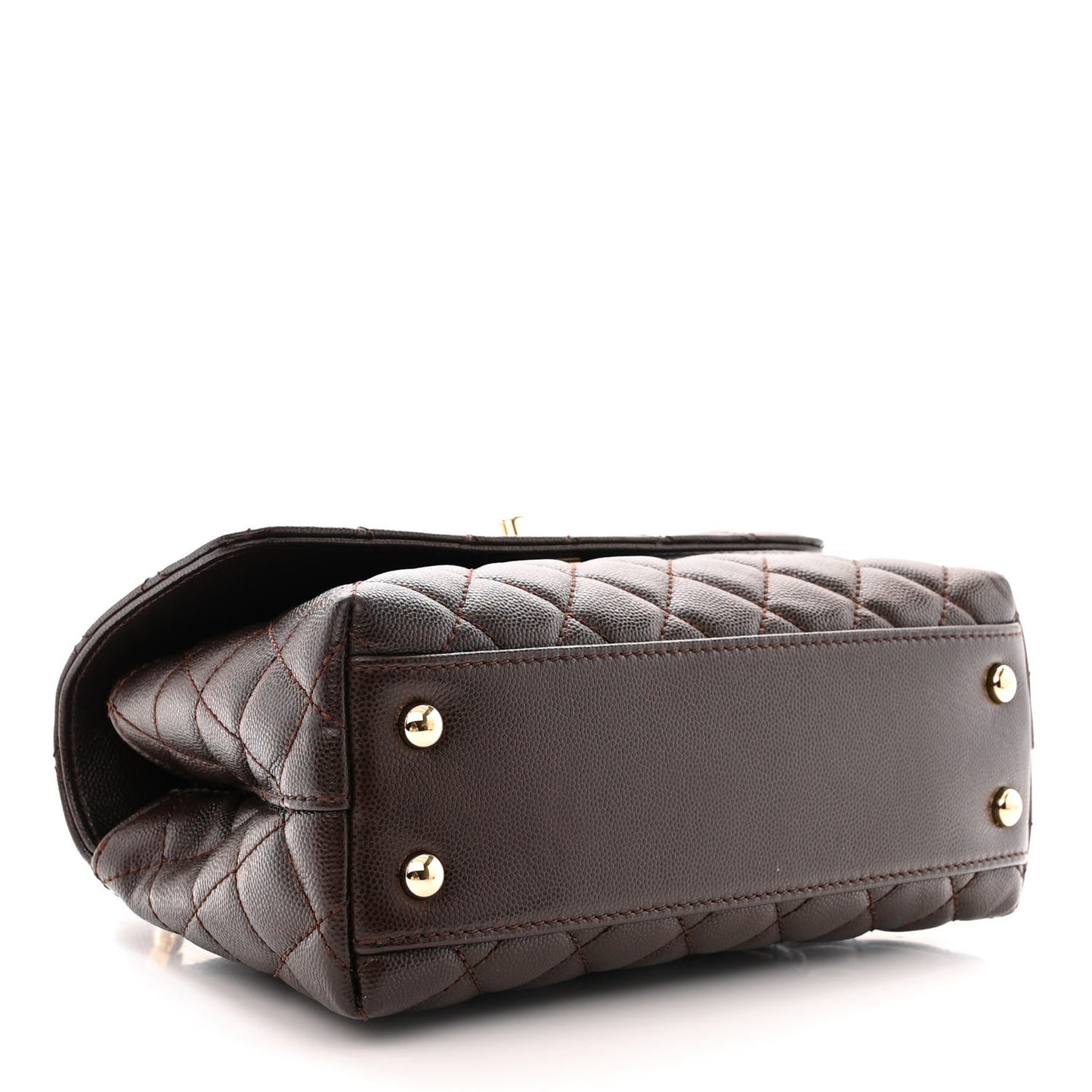 Caviar Quilted Mini Coco Handle Flap Dark Brown