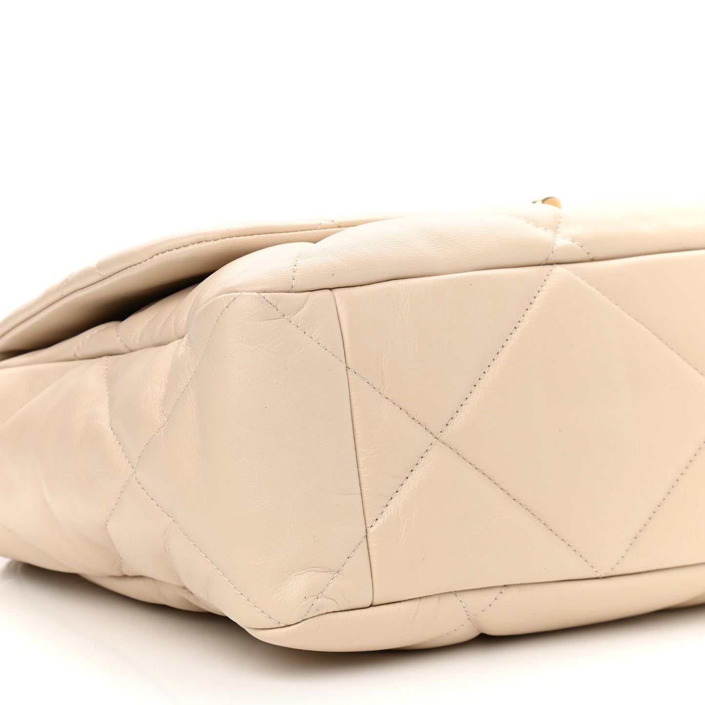 Goatskin Quilted Maxi Chanel 19 Flap Beige