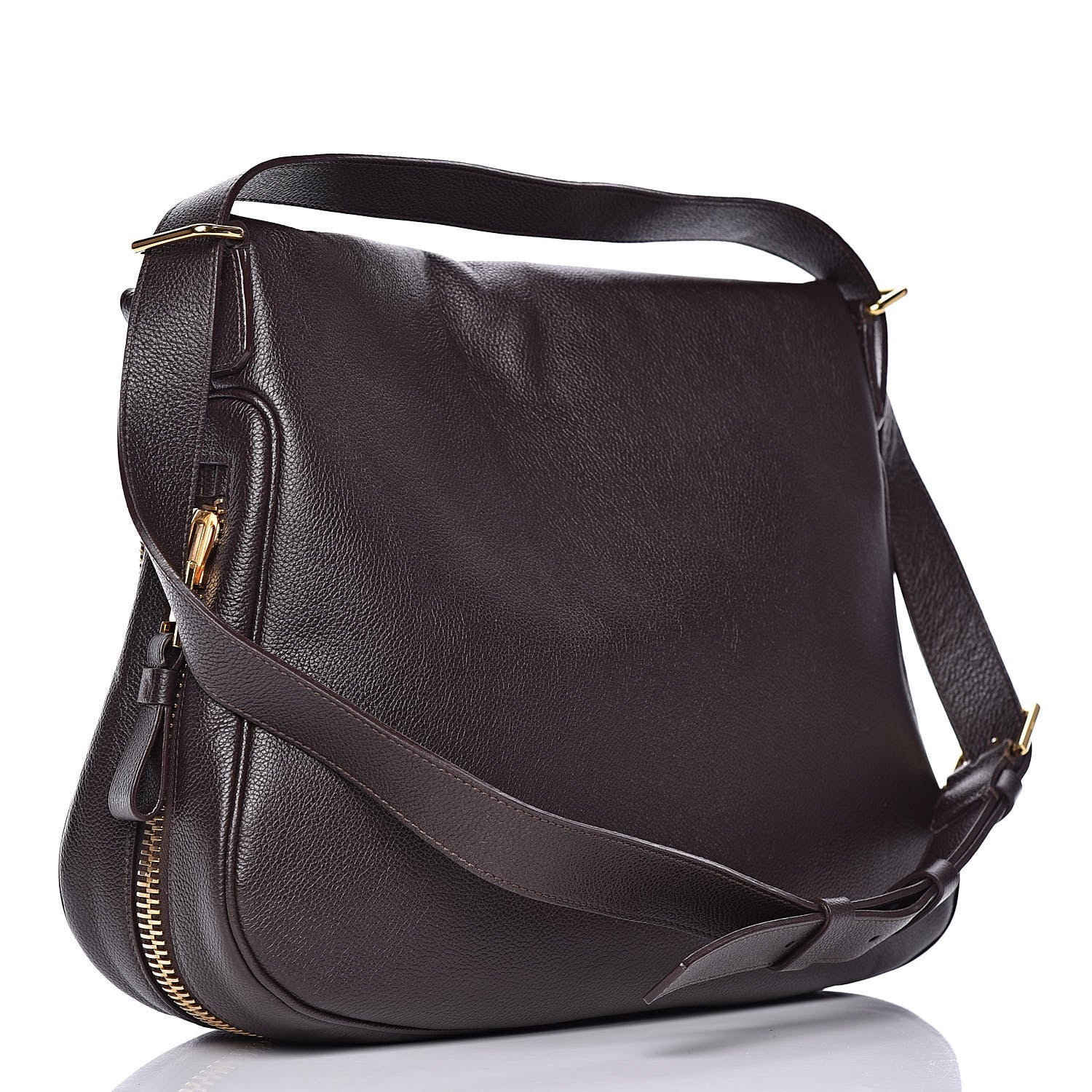 Tom Ford Pebbled Calfskin Large Jennifer Dark Brown 3 of 12