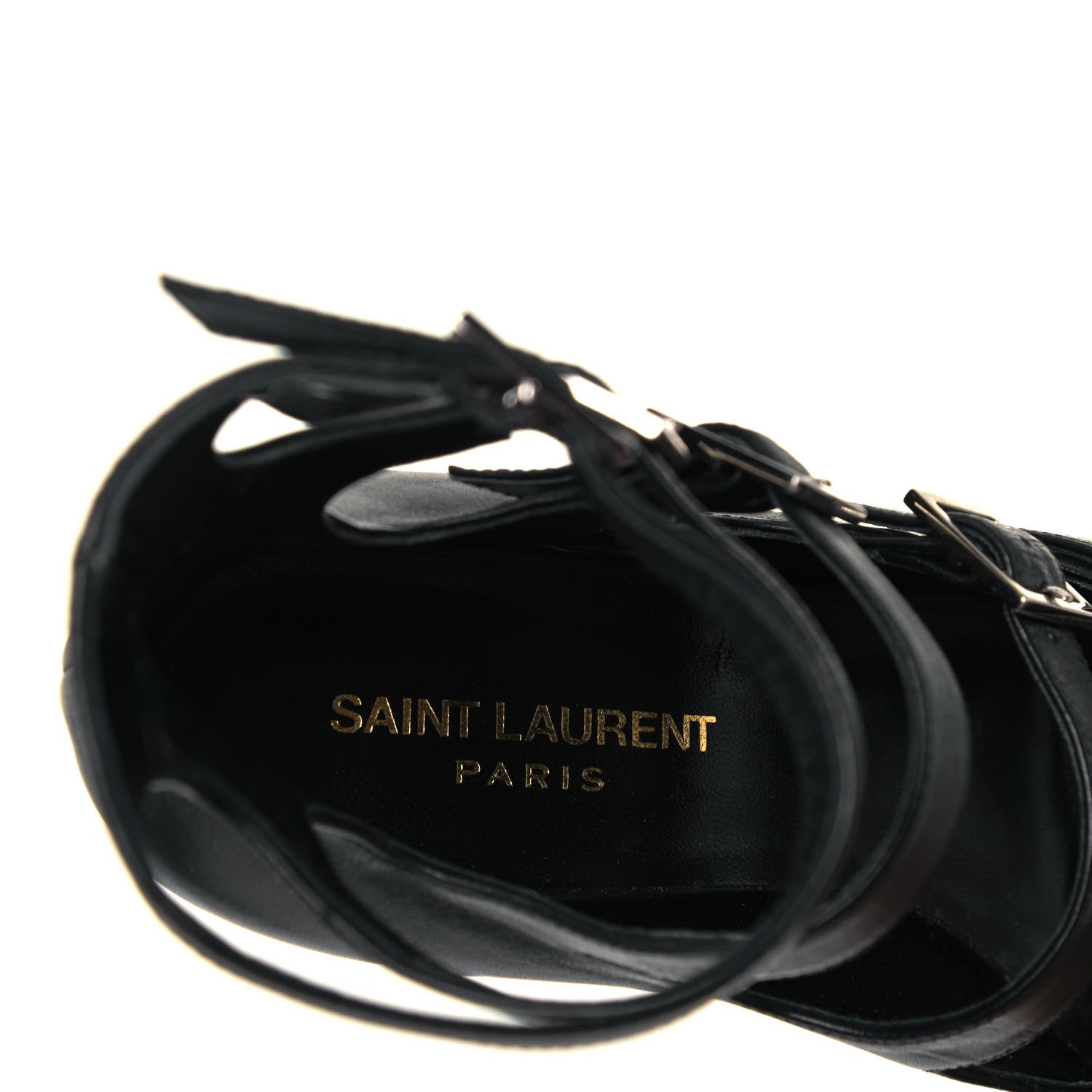 Saint Laurent Calfskin Babies 90 Multi Strap Sandal 37 Black 7 of 8