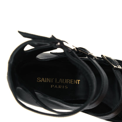 Saint Laurent Calfskin Babies 90 Multi Strap Sandal 37 Black 7 of 8
