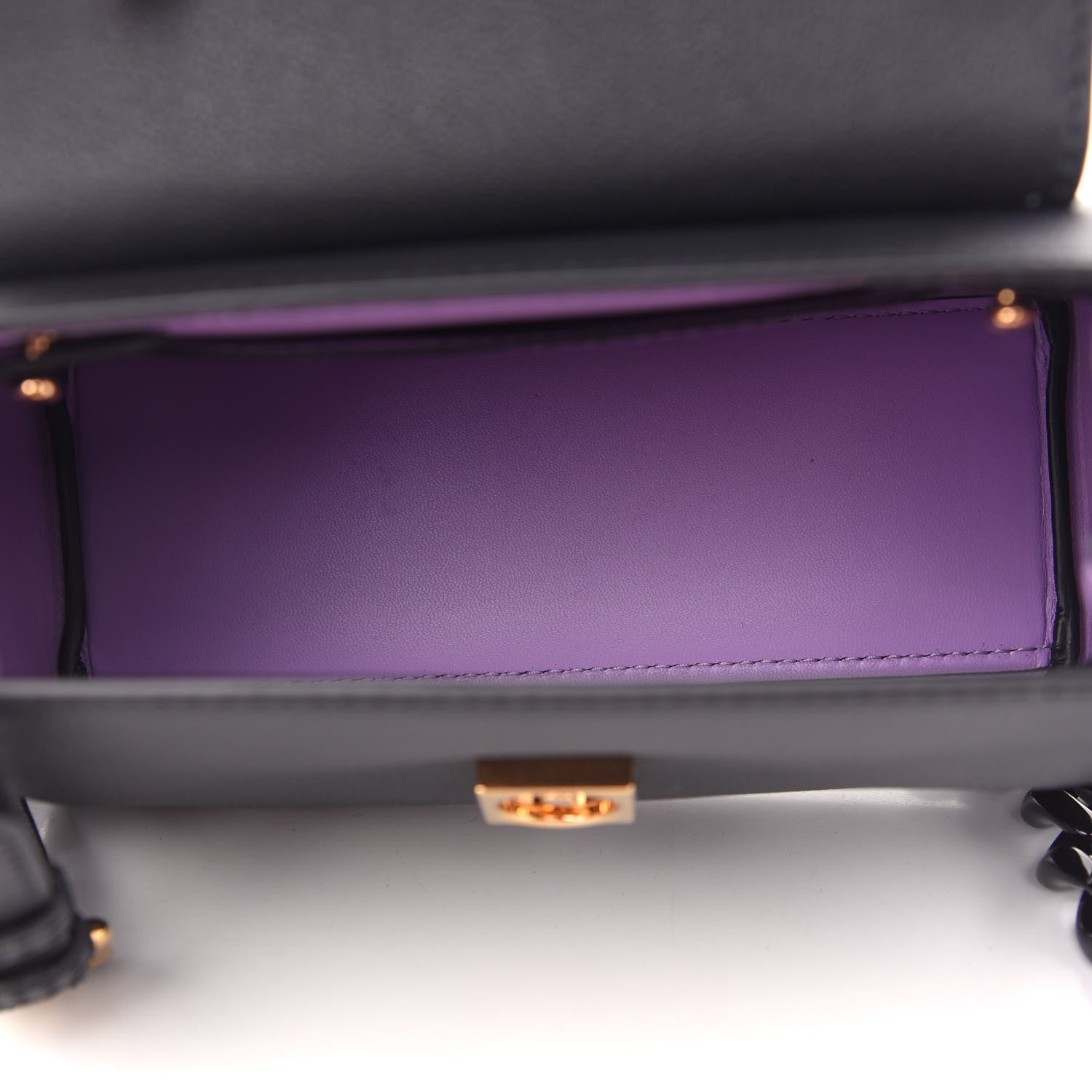 Versace Grained Calfskin Small La Medusa Top Handle Bag Black Lilac 5 of 9
